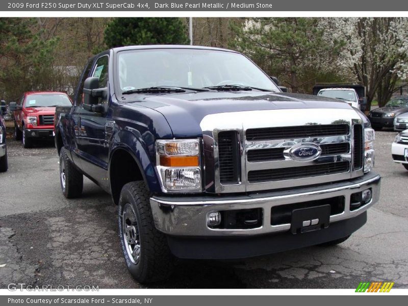 Dark Blue Pearl Metallic / Medium Stone 2009 Ford F250 Super Duty XLT SuperCab 4x4
