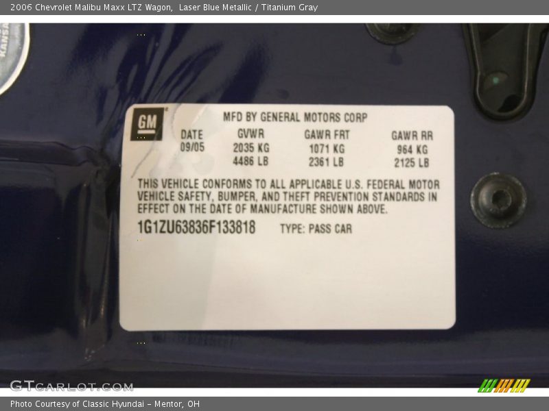 Laser Blue Metallic / Titanium Gray 2006 Chevrolet Malibu Maxx LTZ Wagon