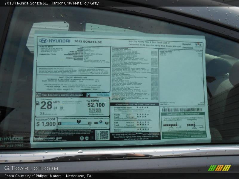 Harbor Gray Metallic / Gray 2013 Hyundai Sonata SE