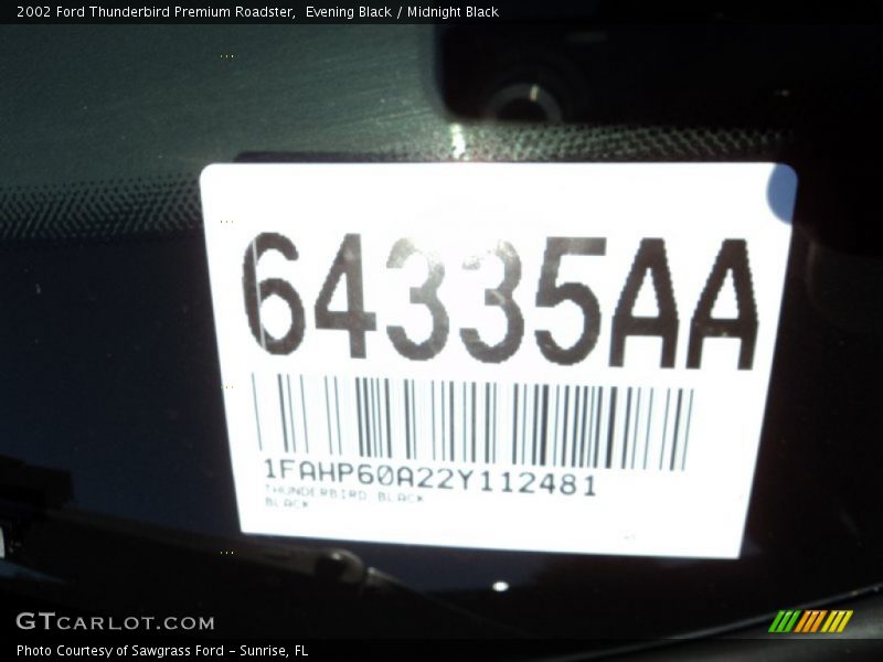 Evening Black / Midnight Black 2002 Ford Thunderbird Premium Roadster