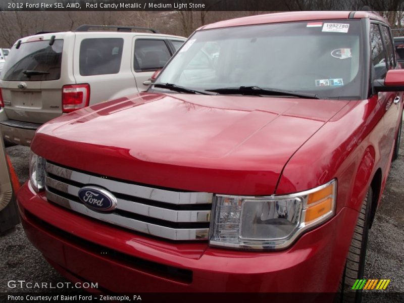 Red Candy Metallic / Medium Light Stone 2012 Ford Flex SEL AWD