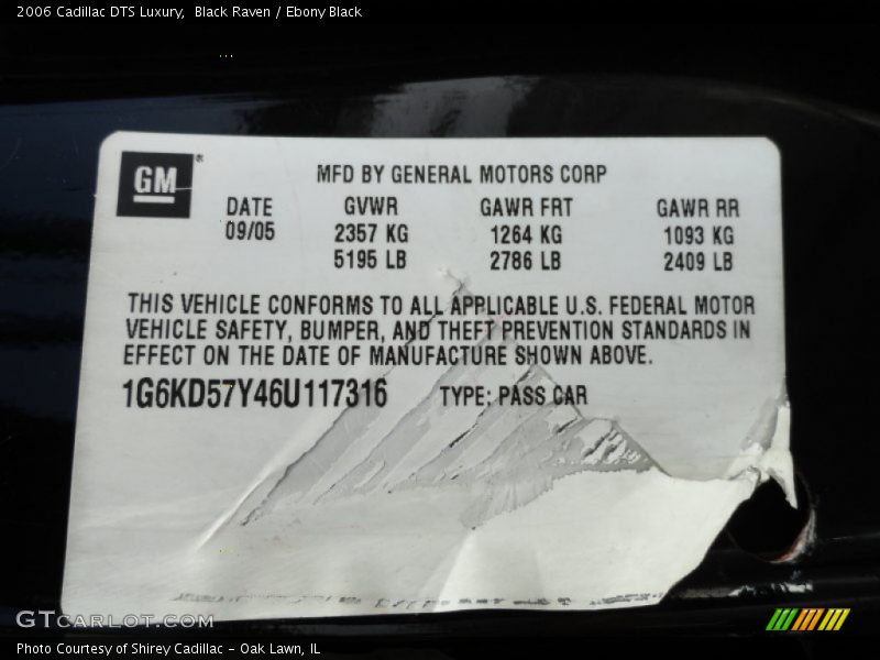 Black Raven / Ebony Black 2006 Cadillac DTS Luxury