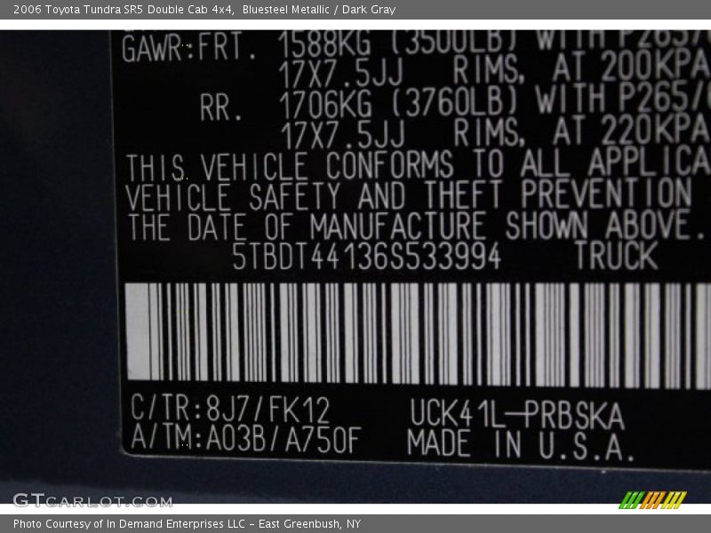 Bluesteel Metallic / Dark Gray 2006 Toyota Tundra SR5 Double Cab 4x4