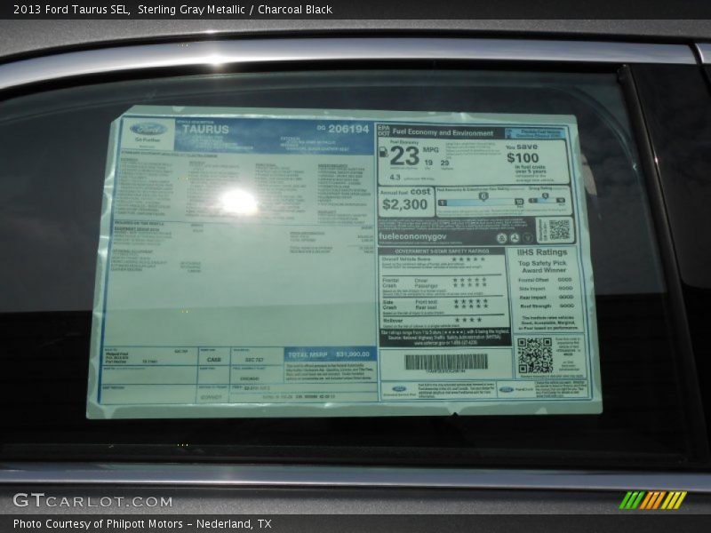 Sterling Gray Metallic / Charcoal Black 2013 Ford Taurus SEL