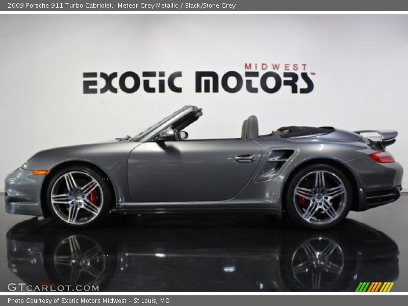 Meteor Grey Metallic / Black/Stone Grey 2009 Porsche 911 Turbo Cabriolet