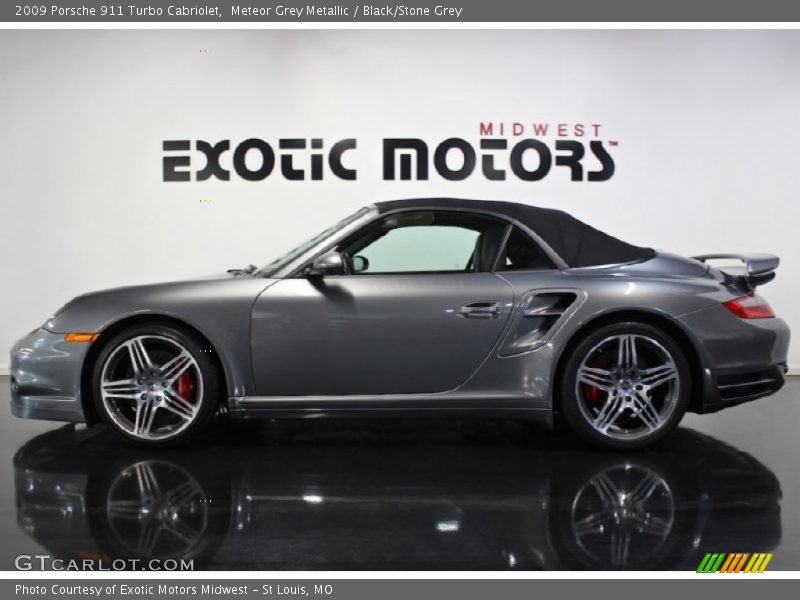 Meteor Grey Metallic / Black/Stone Grey 2009 Porsche 911 Turbo Cabriolet