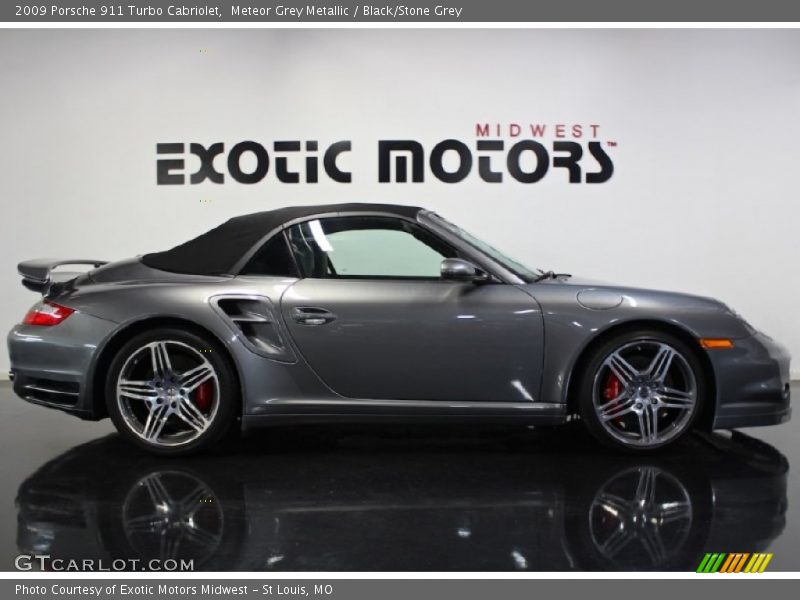 Meteor Grey Metallic / Black/Stone Grey 2009 Porsche 911 Turbo Cabriolet