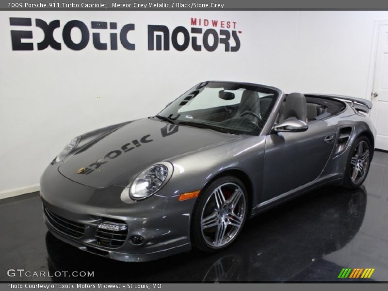 Meteor Grey Metallic / Black/Stone Grey 2009 Porsche 911 Turbo Cabriolet