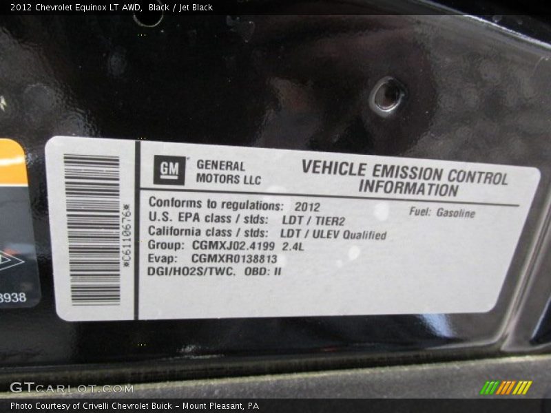 Black / Jet Black 2012 Chevrolet Equinox LT AWD