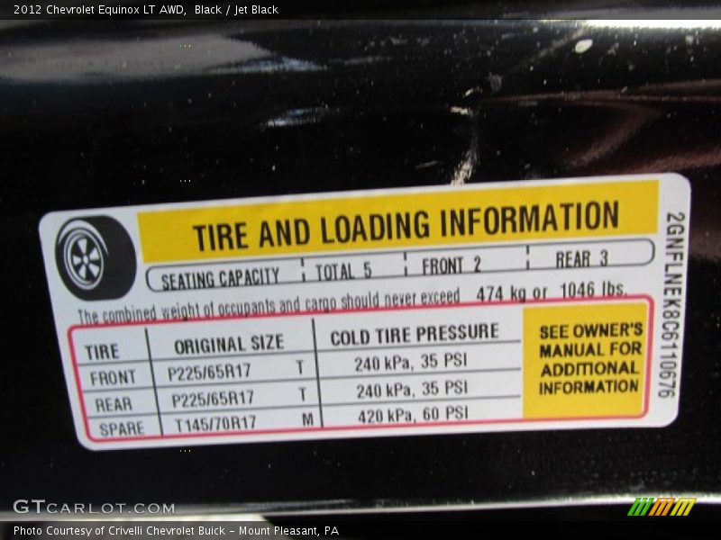 Black / Jet Black 2012 Chevrolet Equinox LT AWD