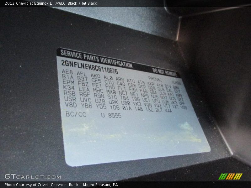 Black / Jet Black 2012 Chevrolet Equinox LT AWD