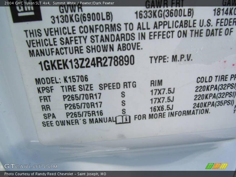 Summit White / Pewter/Dark Pewter 2004 GMC Yukon SLT 4x4
