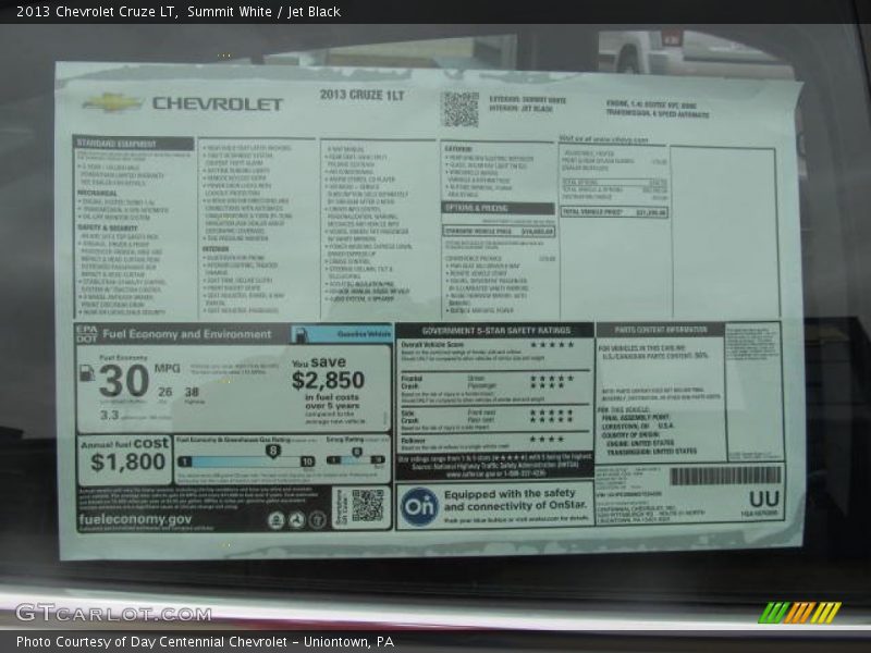 Summit White / Jet Black 2013 Chevrolet Cruze LT