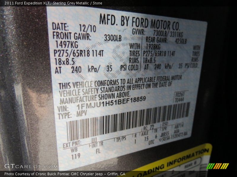 Sterling Grey Metallic / Stone 2011 Ford Expedition XLT