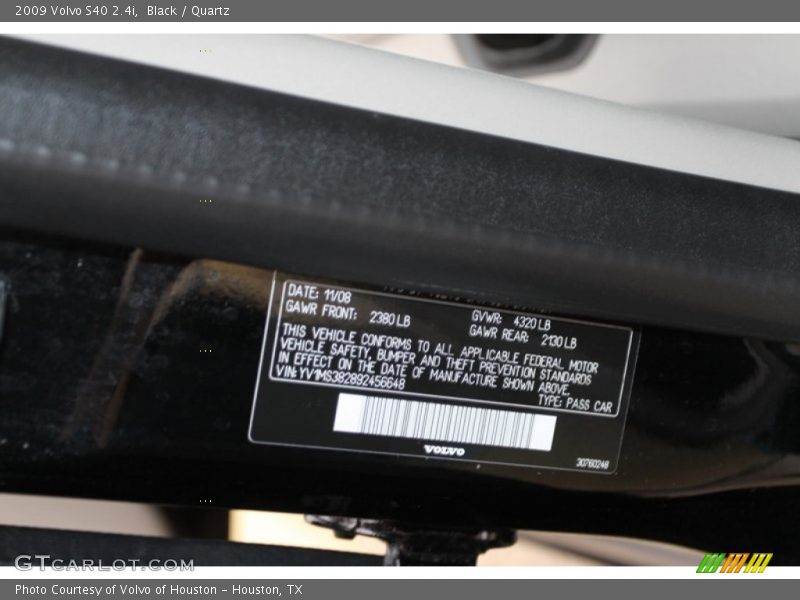 Black / Quartz 2009 Volvo S40 2.4i