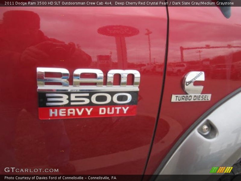 Deep Cherry Red Crystal Pearl / Dark Slate Gray/Medium Graystone 2011 Dodge Ram 3500 HD SLT Outdoorsman Crew Cab 4x4