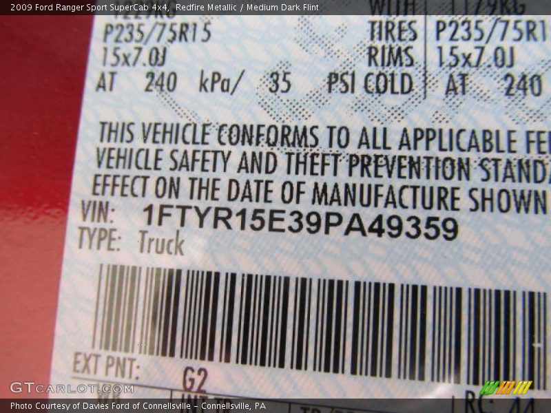 Redfire Metallic / Medium Dark Flint 2009 Ford Ranger Sport SuperCab 4x4