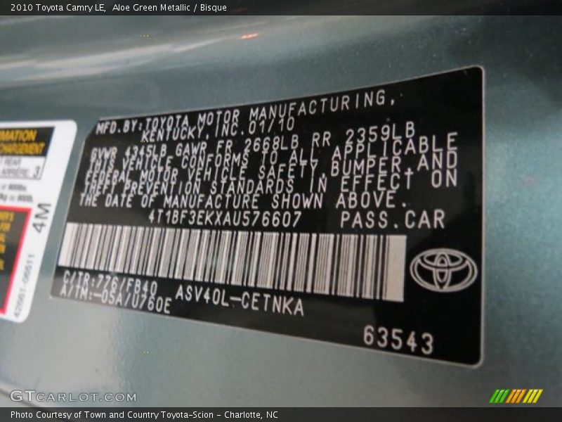 Aloe Green Metallic / Bisque 2010 Toyota Camry LE