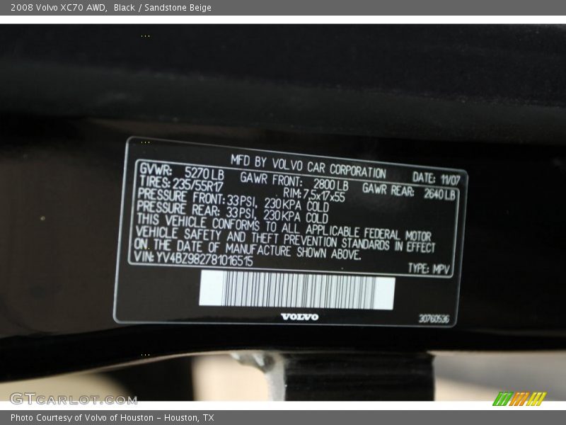 Black / Sandstone Beige 2008 Volvo XC70 AWD