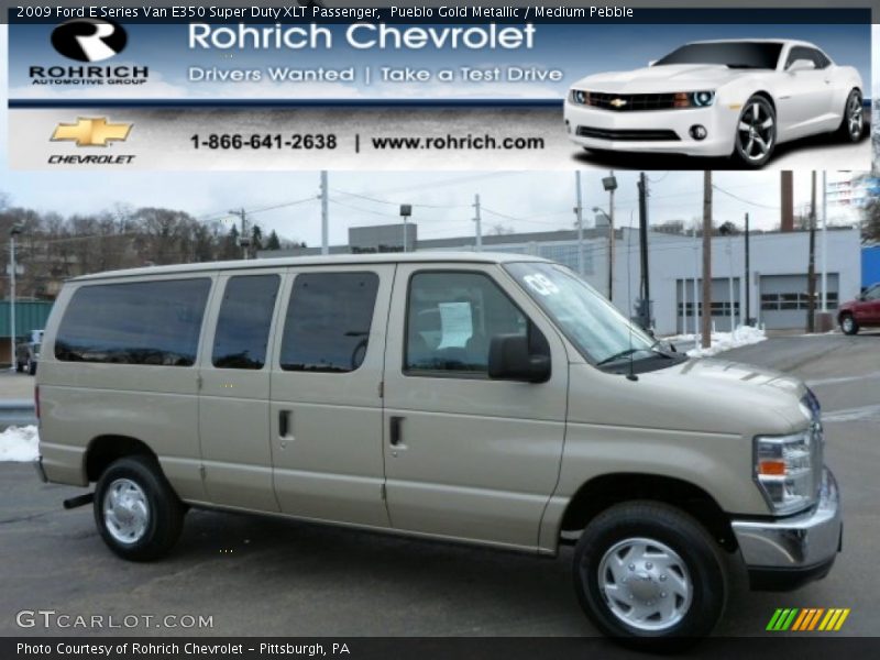Pueblo Gold Metallic / Medium Pebble 2009 Ford E Series Van E350 Super Duty XLT Passenger