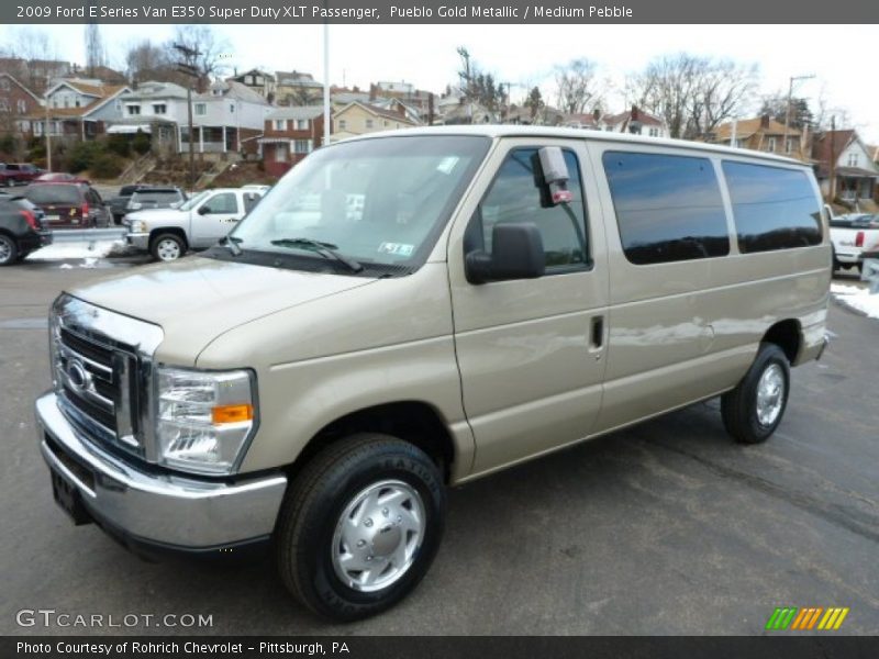 Pueblo Gold Metallic / Medium Pebble 2009 Ford E Series Van E350 Super Duty XLT Passenger