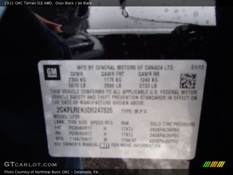Onyx Black / Jet Black 2013 GMC Terrain SLE AWD