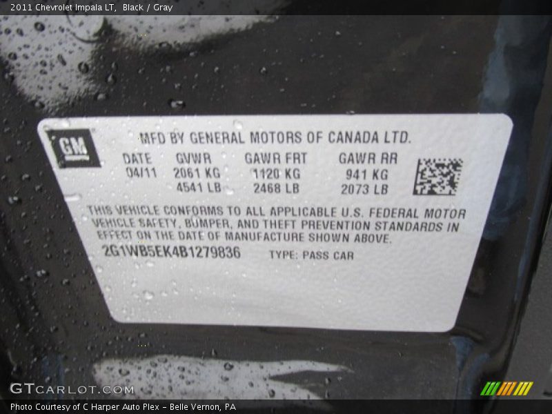 Black / Gray 2011 Chevrolet Impala LT