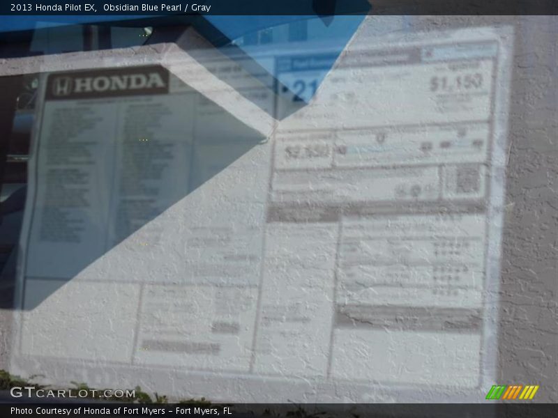 Obsidian Blue Pearl / Gray 2013 Honda Pilot EX