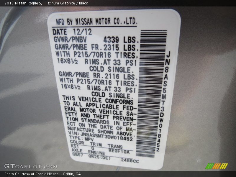 Platinum Graphite / Black 2013 Nissan Rogue S