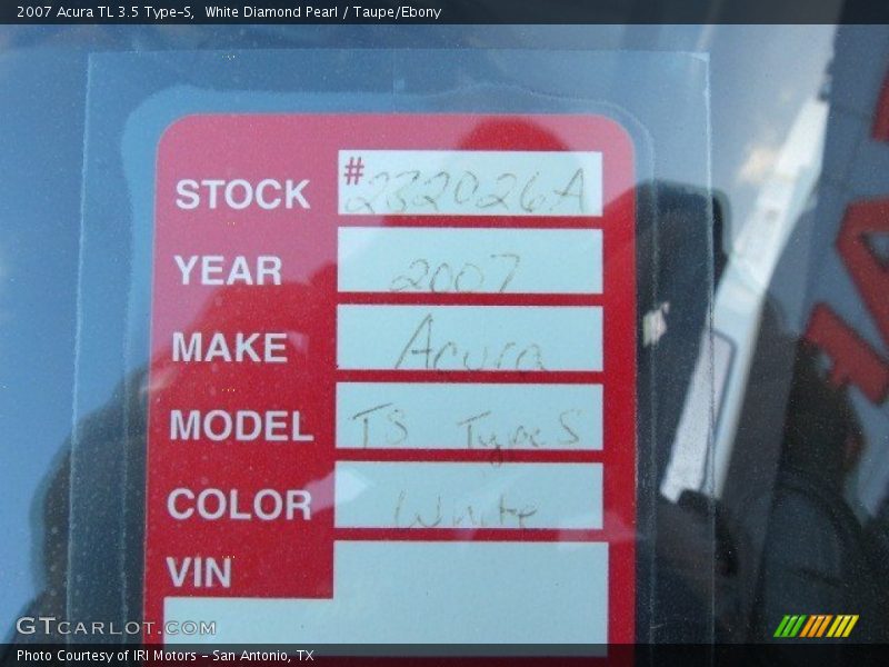 White Diamond Pearl / Taupe/Ebony 2007 Acura TL 3.5 Type-S