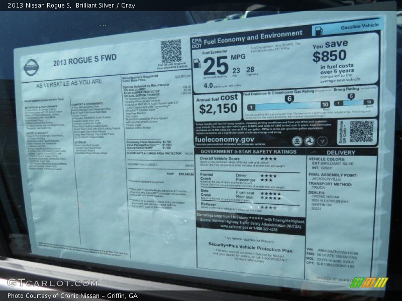 Brilliant Silver / Gray 2013 Nissan Rogue S