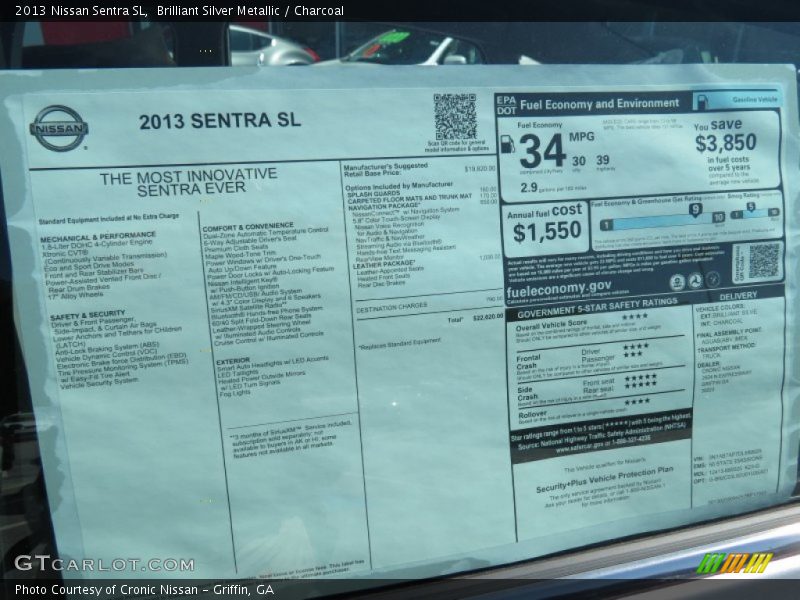 Brilliant Silver Metallic / Charcoal 2013 Nissan Sentra SL