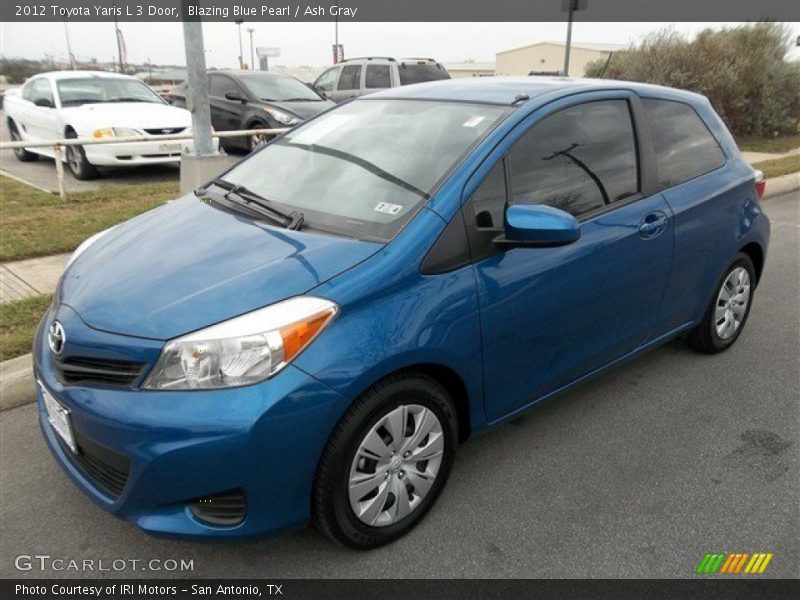 Blazing Blue Pearl / Ash Gray 2012 Toyota Yaris L 3 Door