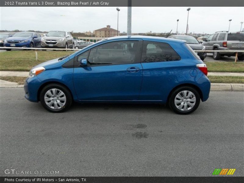 Blazing Blue Pearl / Ash Gray 2012 Toyota Yaris L 3 Door