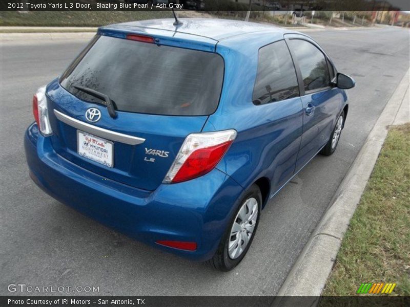 Blazing Blue Pearl / Ash Gray 2012 Toyota Yaris L 3 Door