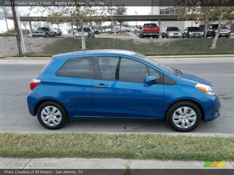 Blazing Blue Pearl / Ash Gray 2012 Toyota Yaris L 3 Door