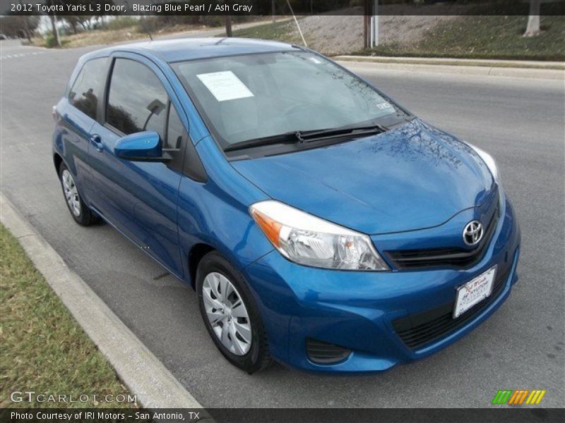 Blazing Blue Pearl / Ash Gray 2012 Toyota Yaris L 3 Door