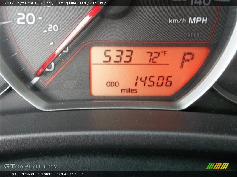 Blazing Blue Pearl / Ash Gray 2012 Toyota Yaris L 3 Door