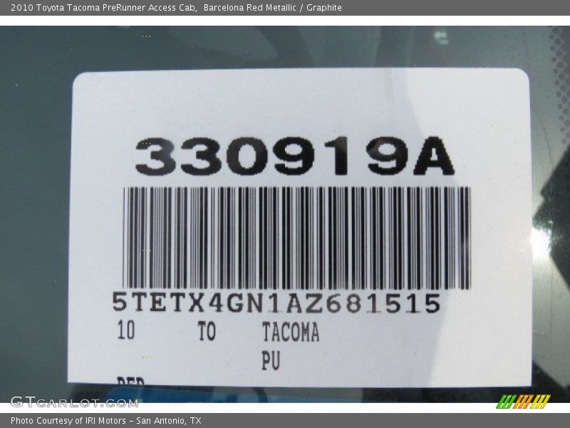 Barcelona Red Metallic / Graphite 2010 Toyota Tacoma PreRunner Access Cab