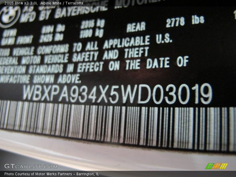 Alpine White / Terracotta 2005 BMW X3 3.0i