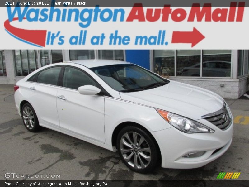 Pearl White / Black 2011 Hyundai Sonata SE