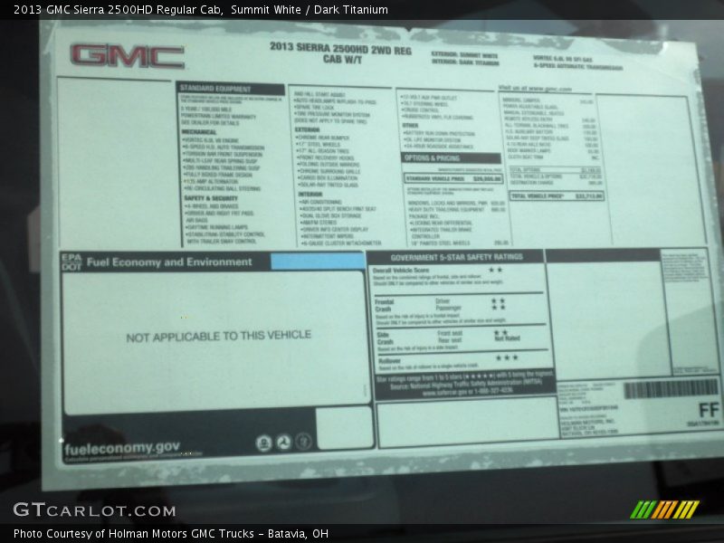 Summit White / Dark Titanium 2013 GMC Sierra 2500HD Regular Cab