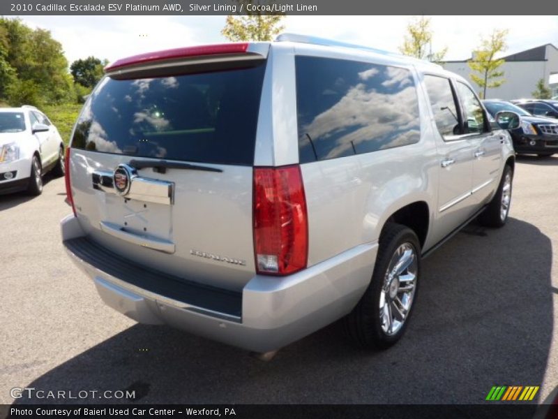 Silver Lining / Cocoa/Light Linen 2010 Cadillac Escalade ESV Platinum AWD