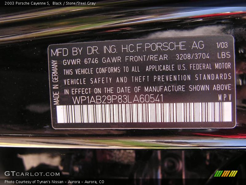 Black / Stone/Steel Gray 2003 Porsche Cayenne S