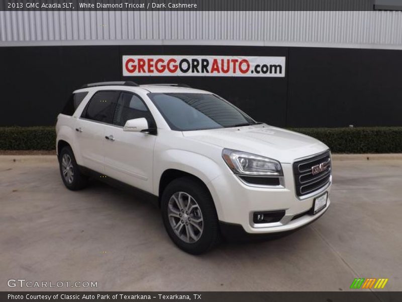 White Diamond Tricoat / Dark Cashmere 2013 GMC Acadia SLT