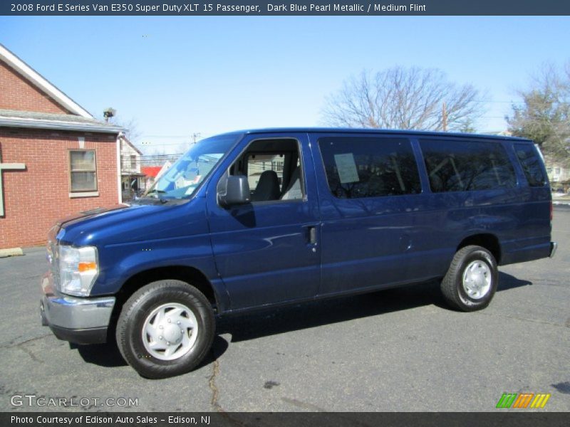Dark Blue Pearl Metallic / Medium Flint 2008 Ford E Series Van E350 Super Duty XLT 15 Passenger