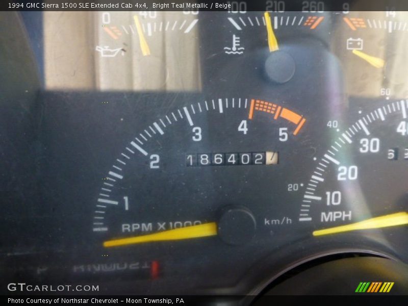 Bright Teal Metallic / Beige 1994 GMC Sierra 1500 SLE Extended Cab 4x4