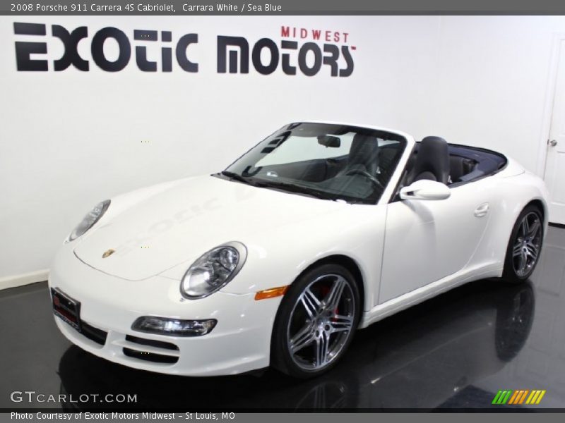 Carrara White / Sea Blue 2008 Porsche 911 Carrera 4S Cabriolet