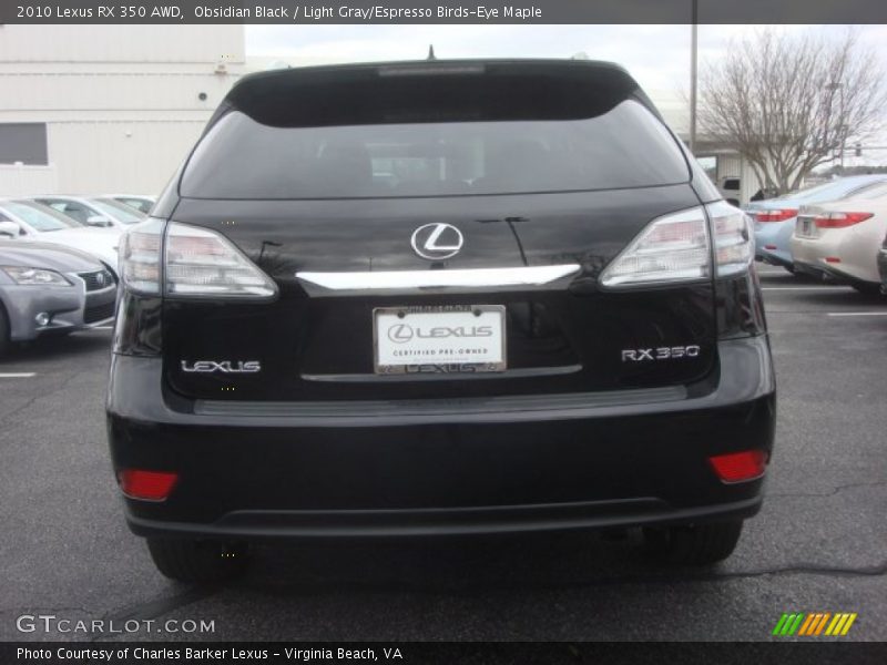 Obsidian Black / Light Gray/Espresso Birds-Eye Maple 2010 Lexus RX 350 AWD