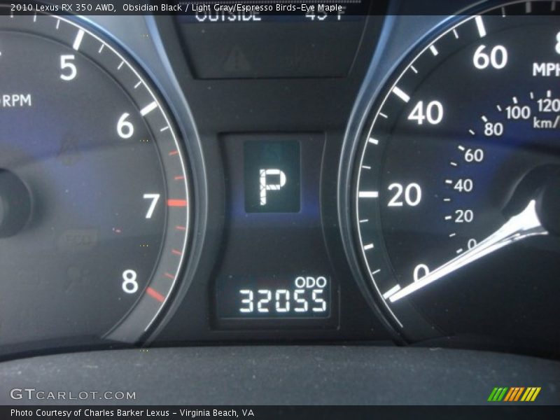 Obsidian Black / Light Gray/Espresso Birds-Eye Maple 2010 Lexus RX 350 AWD